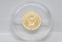Rückseite der Kongo 100 Francs 2026 Goldmünze mit dem Wappen der Republik Kongo und den Feingehaltangaben.
