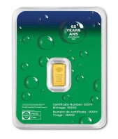 Rückseite des Sprite 65 Jahre Goldbarren-Blisters...