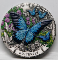 Rückseite der Australien 2 Dollar 2026 Butterfly Silbermünze mit dem königlichen Porträt von Charles III. und den Feinheitsangaben.