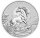 Vorderseite der Australien 1 Dollar 2026 Brumby 1 oz Silbermünze BU mit dem dynamischen Motiv des galoppierenden Wildpferdes.