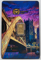 Vorderseite des Germania Mint 1 g Feingoldbarrens ANA...