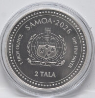 Rückseite der Samoa 2 Tala 2026 Seahorse...