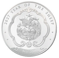 Vorderseite der Bhutan 200 Ngultrum 2027 Silbermünze...