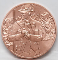 Vorderseite der Österreich 10 Euro 2026 Kupfermünze Anpirschen - Horn mit dem detailreichen Jagd- und Hornmotiv.