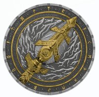 Rückseite der 2 oz Gungnir Silbermünze mit dem...