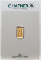 1 gramm Gold Barren - C.Hafner
