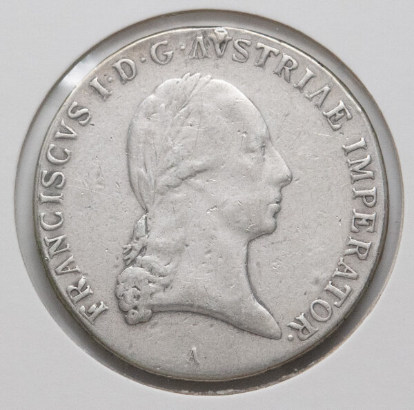 1 Taler Österreich 1820 A Kaiser Franz I Rückseite gekrönter Doppeladler mit Wappenschild und Jahreszahl 1820