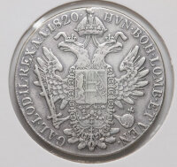 1 Taler Österreich 1820 A Kaiser Franz I Vorderseite belorbeertes Kopfbild nach rechts Münzzeichen A Wien
