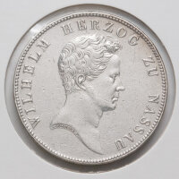 Kronentaler 1833 Herzogtum Nassau Herzog Wilhelm Rückseite gekröntes Wappen mit zwei Löwen als Schildhalter Jahreszahl 1833