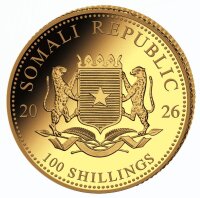 Rückseite der Somalia 100 Shilling Goldmünze...