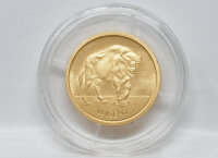 20 Euro Goldmünze 2026 Wisent Motivseite kraftvoller Wisent Künstlerin Jasmin Lewis im Originaletui