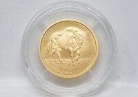 20 Euro Goldmünze 2026 Wisent Motivseite kraftvoller Wisent Künstlerin Jasmin Lewis im Originaletui