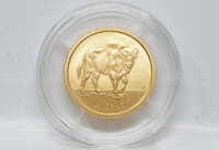 20 Euro Goldmünze 2026 Wisent Motivseite kraftvoller Wisent Künstlerin Jasmin Lewis im Originaletui