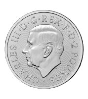 Wertseite der 2 Pfund Gedenkmünze 2026 mit dem...