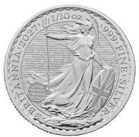 Motivseite der britischen 10 Pence Britannia 2027 in 1/10...