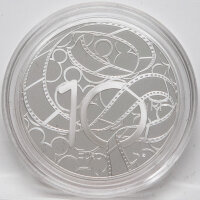Wertseite der 10 Euro PP-Münze mit dem charakteristischen geometrischen Design der Monnaie de Paris.