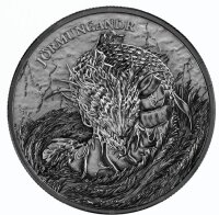 Detailreiche Motivseite der 1 oz Silbermünze 2026 Ragnarök - Jörmungandr mit der furchterregenden Midgardschlange.